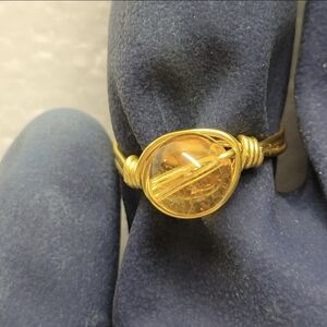 Gold Wire and Natural Citrine Bead Ring
